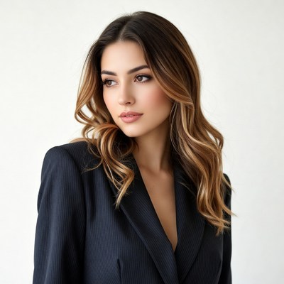 Beautiful woman in blazer looking sideways