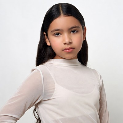 Latino girl in sheer white top