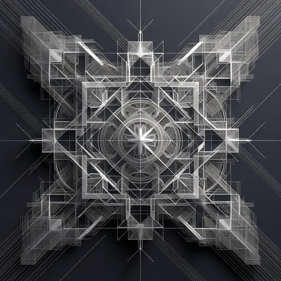 Geometric Wireframe Mandala on Black