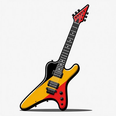 Red Yellow Black Flying V Guitar