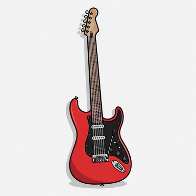 Red Electric Guitar Illustration