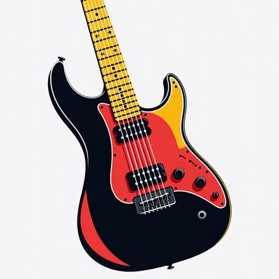 Black Red Electric Guitar Illustration
