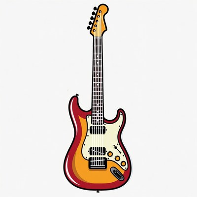 Red Fender Stratocaster Guitar Illustration