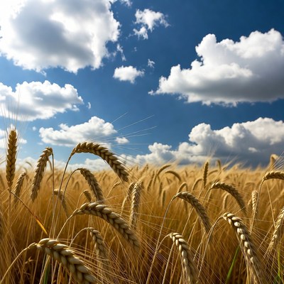 Golden Wheat Field Blue Sky