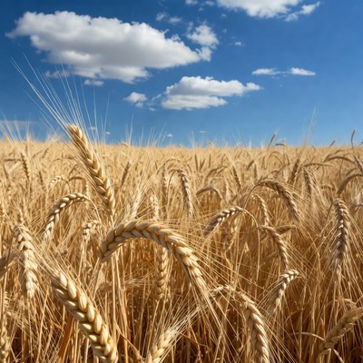 Golden Wheat Field Under Blue Sky