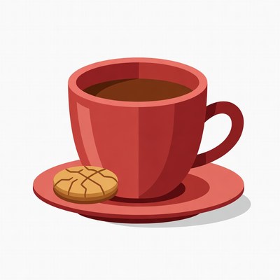 Red Cup of Coffee with Cookie