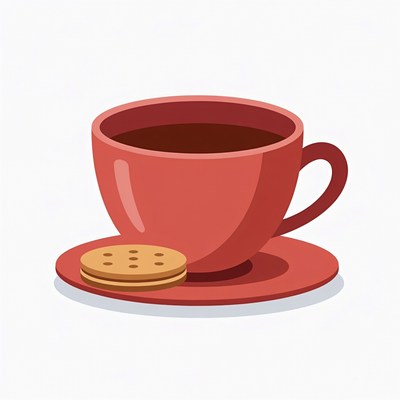 Red Cup of Coffee with Cookie