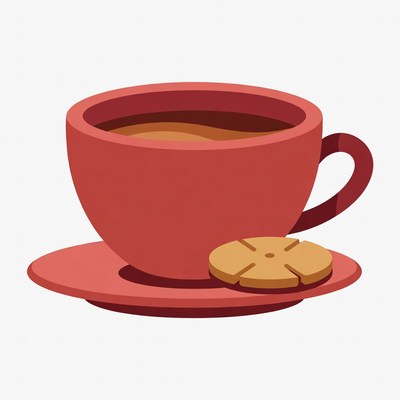 Red coffee cup with cookie