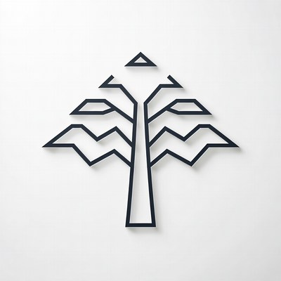 Geometric Black Palm Tree Outline