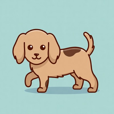 Cute cartoon puppy walking