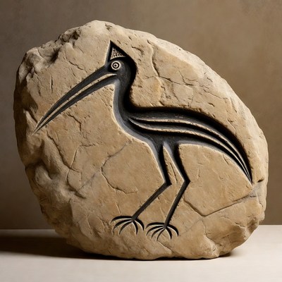 Carved Stone Heron Sculpture