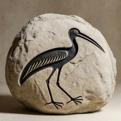 Clay Rock Carved Black Heron