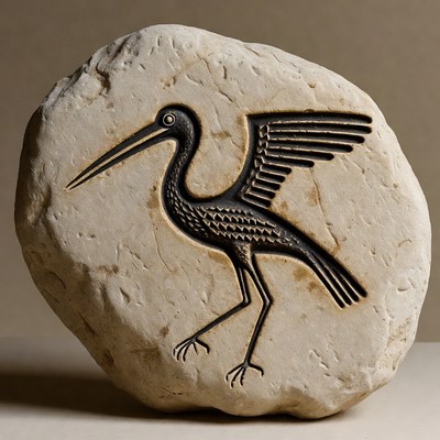 Carved Heron on Stone