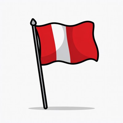 Peru Flag on Pole
