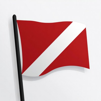 Red Flag with White Diagonal Stripe