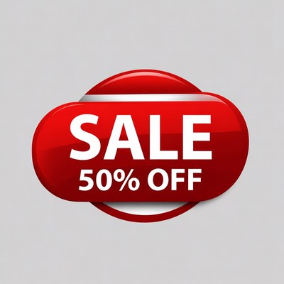 50% Off Red Sale Badge