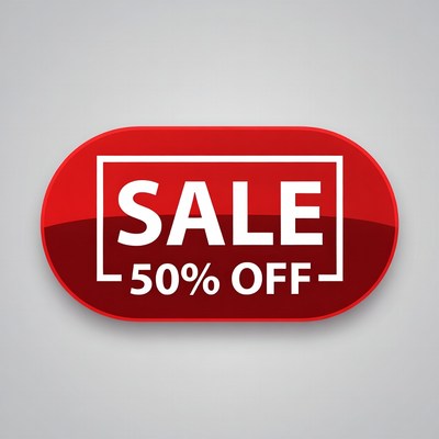 Red 50% Off Sale Badge