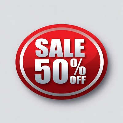 50% Off Red Sale Badge
