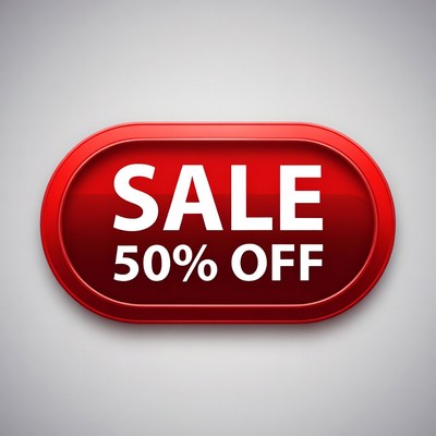 50% Off Red Sale Badge