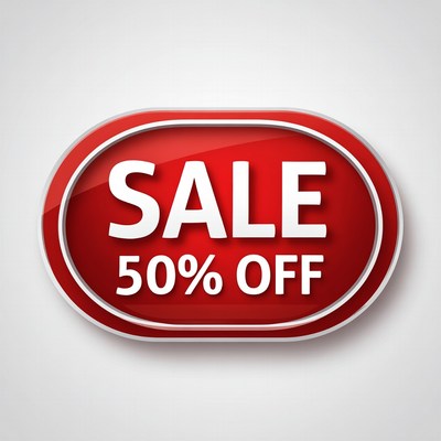 50% Off Red Sale Badge