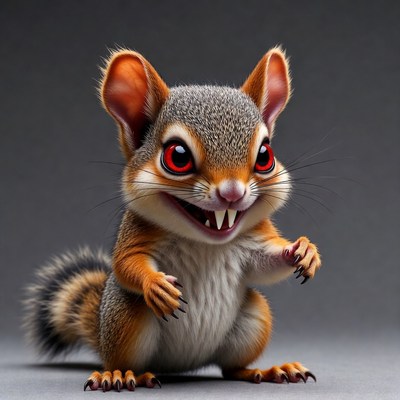 Cute squirrel grinning with sharp teeth