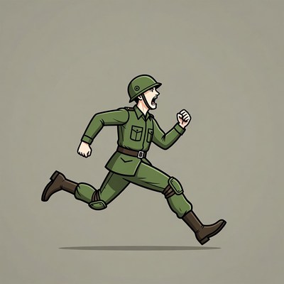 Soldier running in uniform
