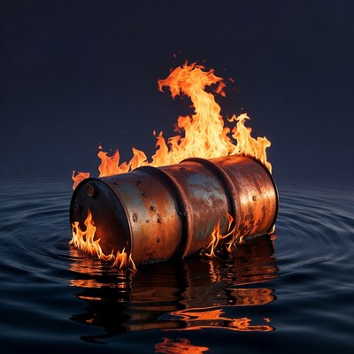 Burning Oil Drum in Water