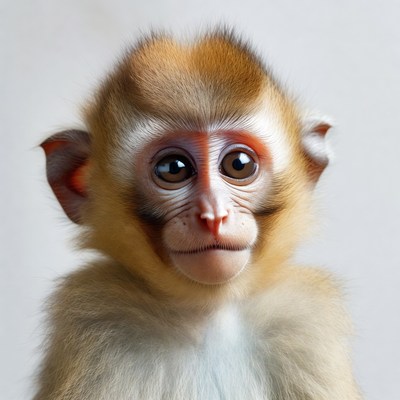 Cute baby macaque monkey portrait
