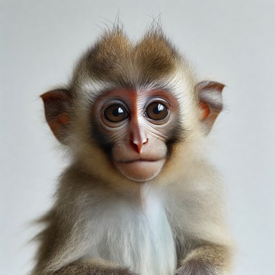 Cute baby macaque monkey portrait