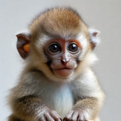 Cute baby monkey closeup