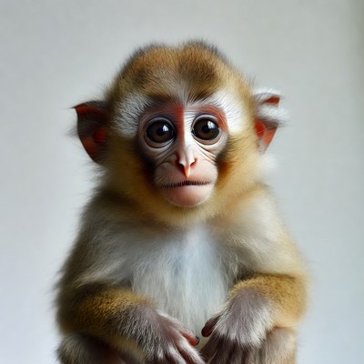 Cute baby macaque monkey portrait