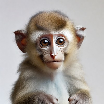 Cute baby macaque monkey portrait
