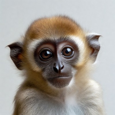 Cute baby vervet monkey closeup