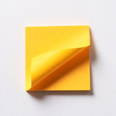 Yellow sticky note on white background