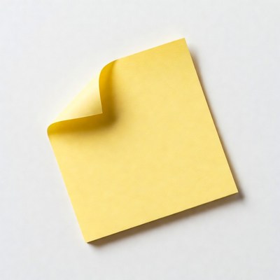 Curled Yellow Post-it Note