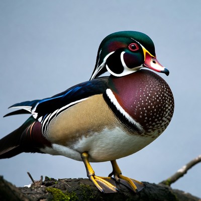 Wood Duck Perched on Branch