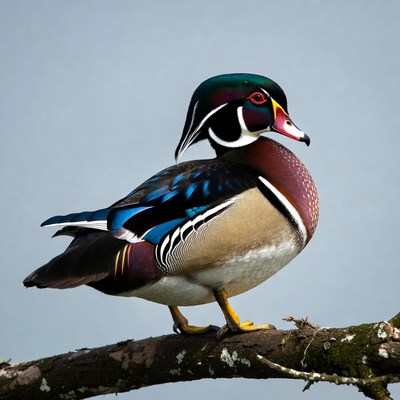 Wood Duck perched on branch
