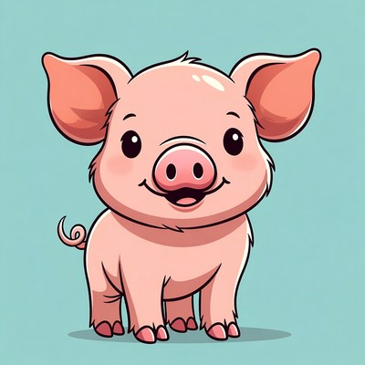 Cute cartoon pink pig