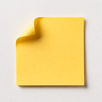 Curled Yellow Sticky Note