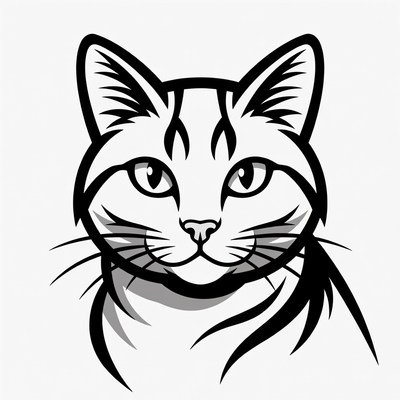 Black and white cat outline