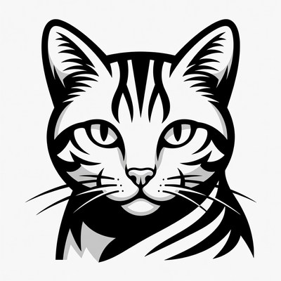 Tabby Cat Face Illustration