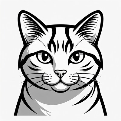 Black and white cat face illustration