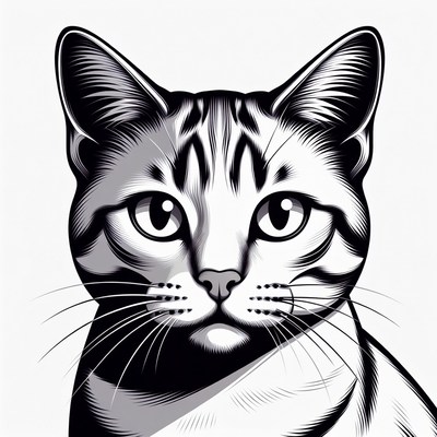 Tabby Cat Face Illustration