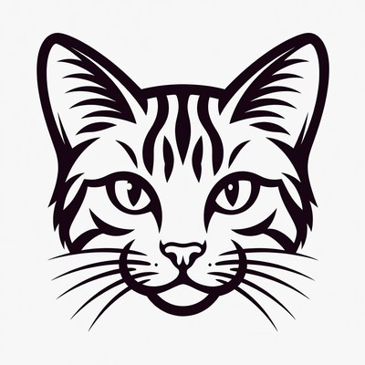 Tabby Cat Face Outline