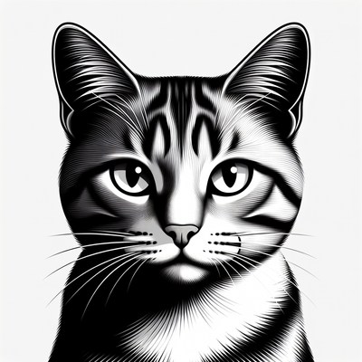 Black and White Tabby Cat Portrait