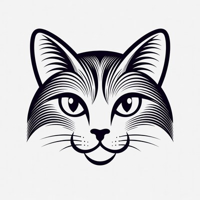 Black and white cat face illustration