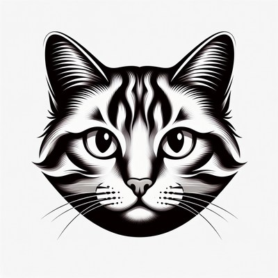 Striped Cat Face Illustration