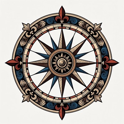Ornate Compass Rose Illustration