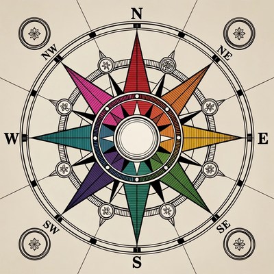 Colorful Compass Rose Illustration