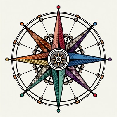 Colorful Compass Rose Illustration